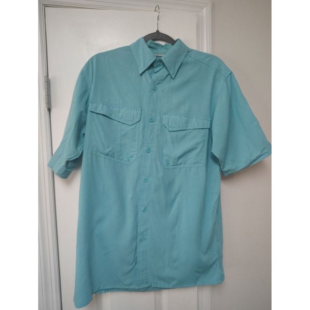 Bimini Bay Outfitters Mens Small Blue Short Sleeve Fishing Shirt Ventilated Mesh